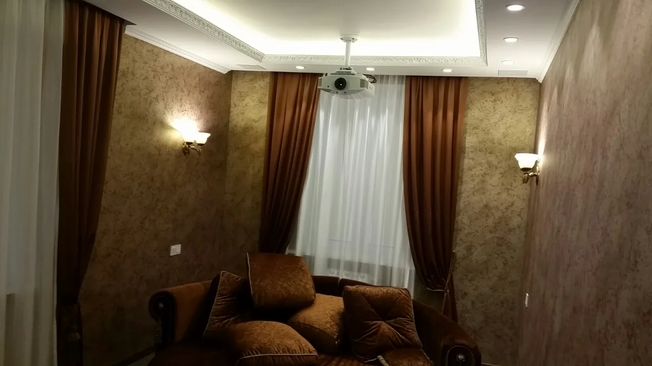 Дизайнерский ремонт гостиной в Москве и МО: домашний кинотеатр